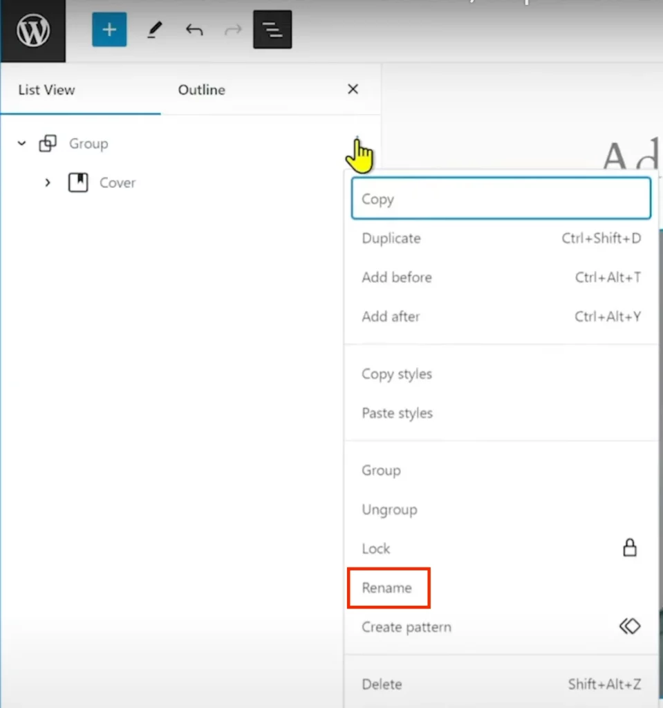 Rename blocks in the document overview